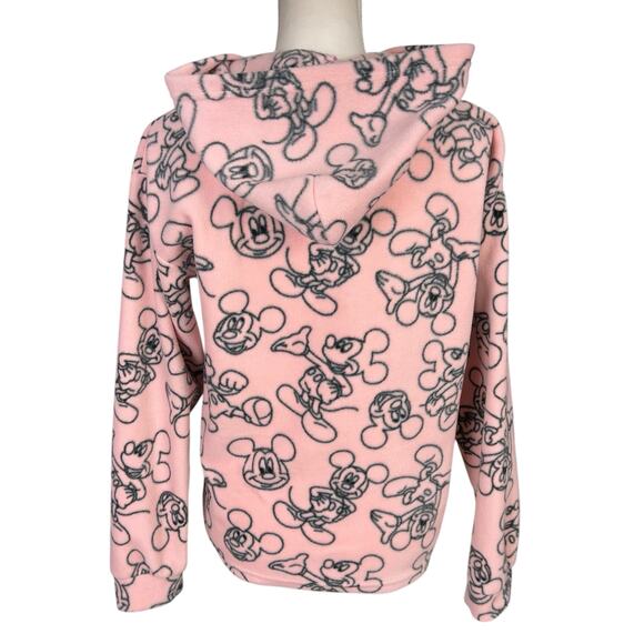 Disney Mickey Mouse Hoodie Women Size Small Pink Blush Cozy 1/4 Zip Fleece Top - Picture 3 of 12